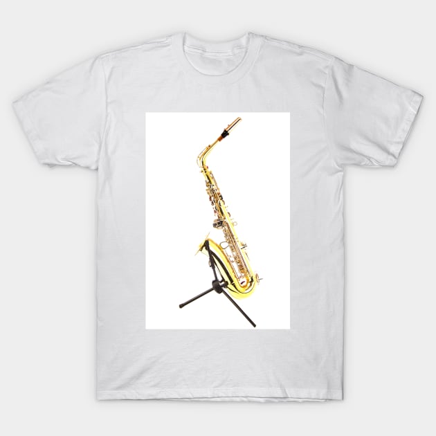 Saxophone On Stand White Background T-Shirt by tommysphotos